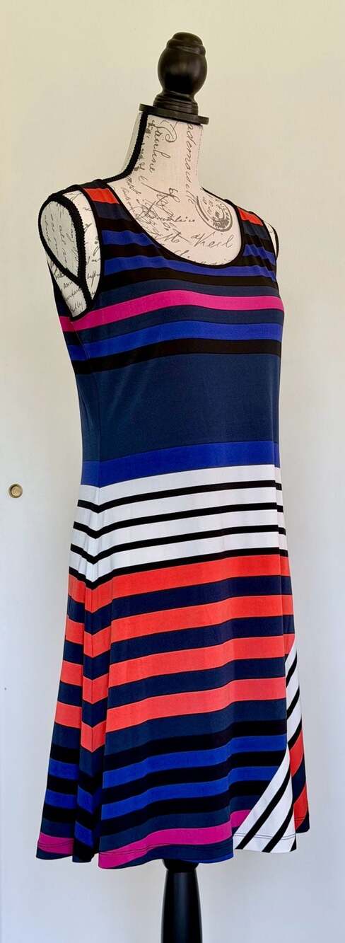 Calvin Klein Sleeveless Multi-Colored Striped Tank Dress - Picture 6 of 10